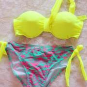 Fluorescent Color Fashion Bikini 