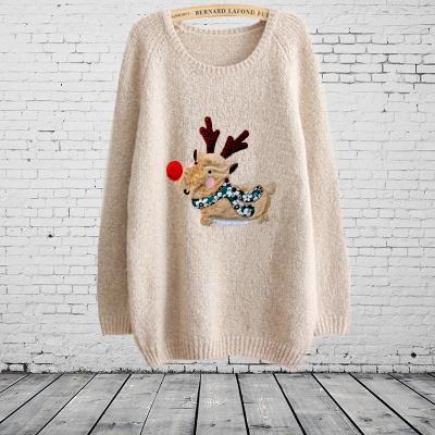Christmas deer patch knit sweater