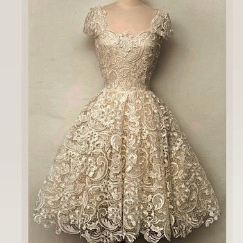 beige Fashion sexy lace flower dress 