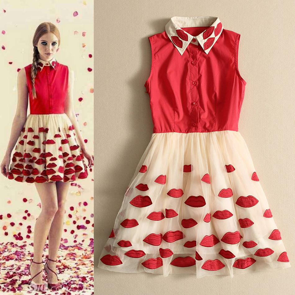 Red Lips Embroidered Gauze Tutu Dress On Luulla Red Lips Embroidered Gauze Tutu Dress