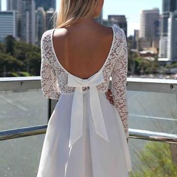 White Floral Lace Long Sle..